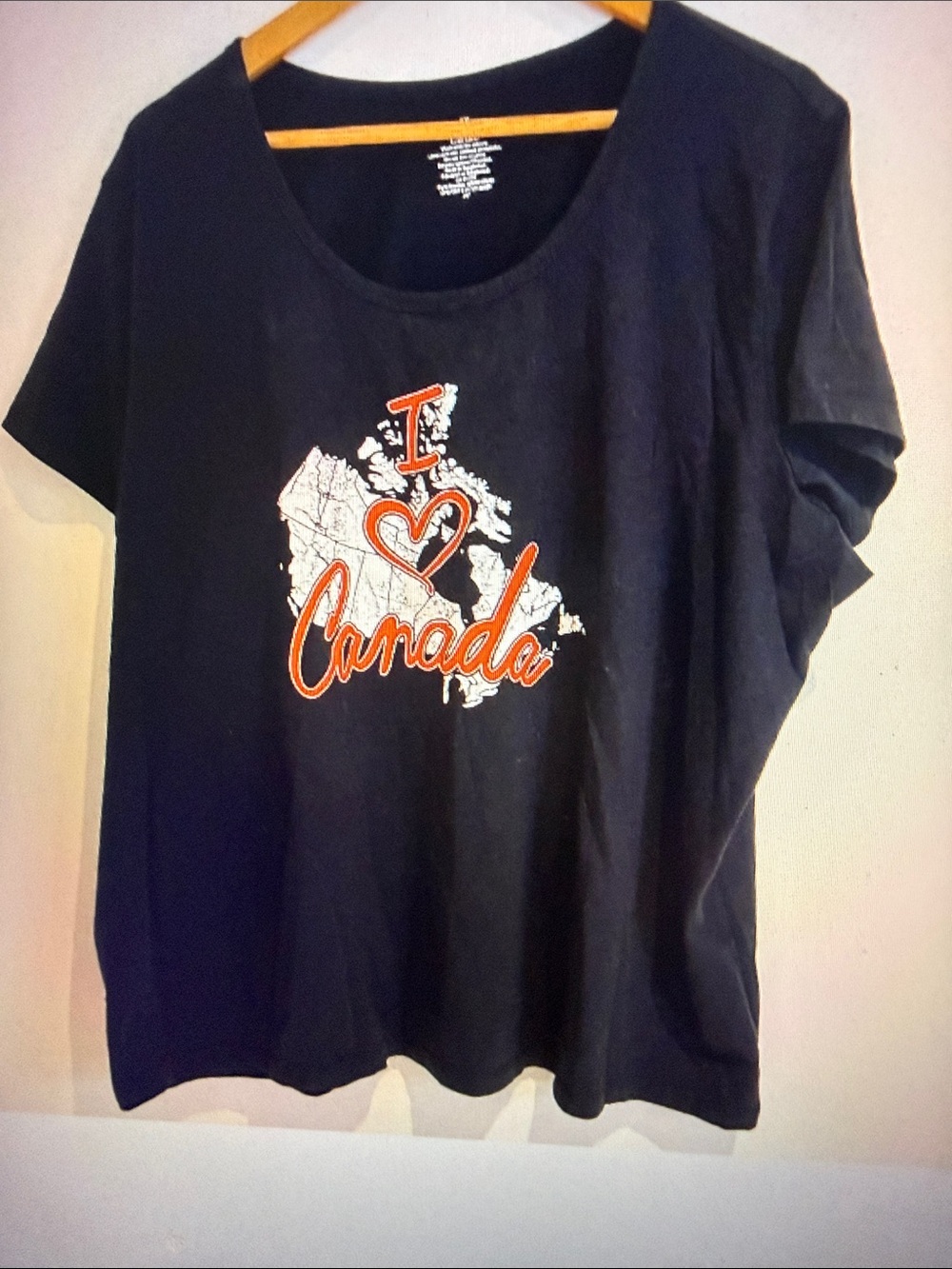 I Love Canada Woman Black Round Neck Short Sleeve Pullover T Shirt Size 4X
